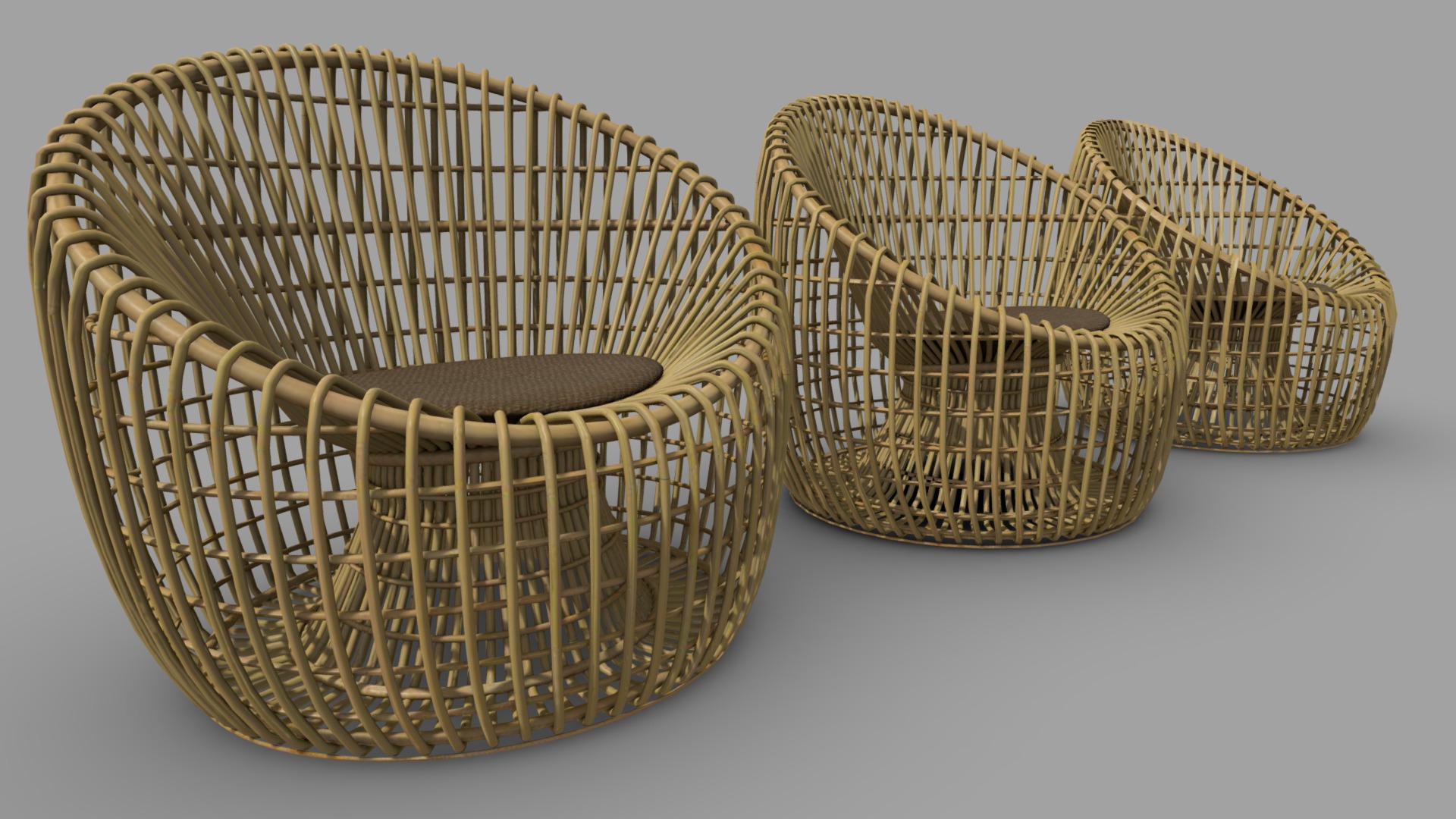 3D model Rattan Armchair (SHP, HP and LP) - This is a 3D model of the Rattan Armchair (SHP, HP and LP). The 3D model is about a pair of gold rings.