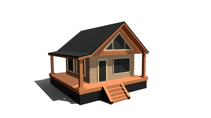 Wooden Minimalist House 3D Object 3D Model
