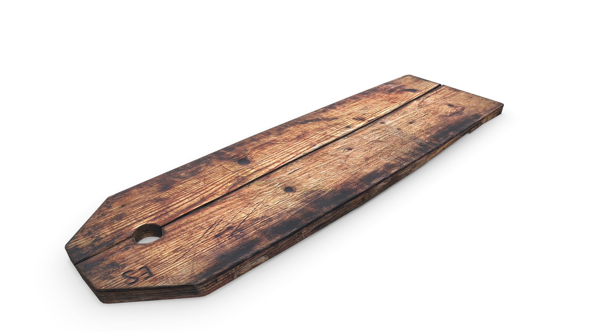 Worn Handmade Wooden Cutting Board Download Free 3D model by Kuutti