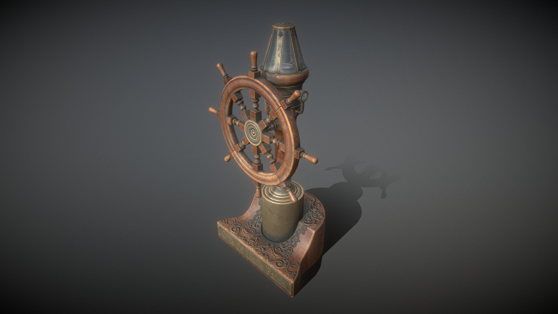 Ship's Steering Wheel & Compass Mounted Binnacle