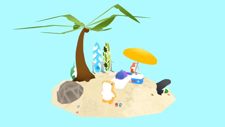 A sharky day on the beach 3D Model