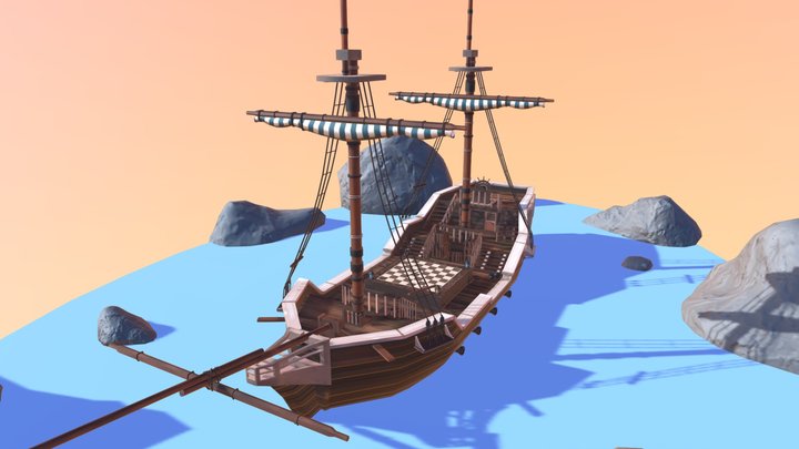 Pirate Themed Chess Board 3D Model
