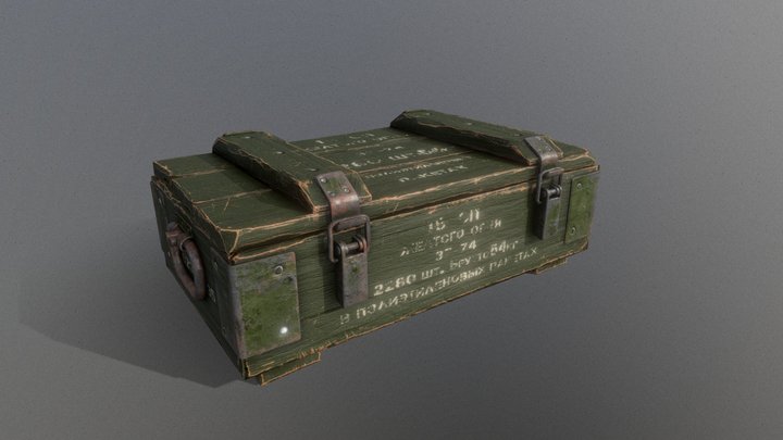 Soviet Weapons Ammo Crate Box Animated Low Poly 3D Model