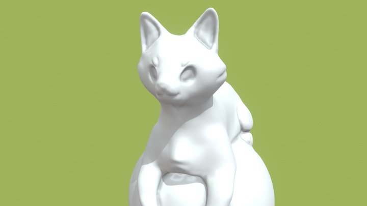 Cat on Sphere 3D Model