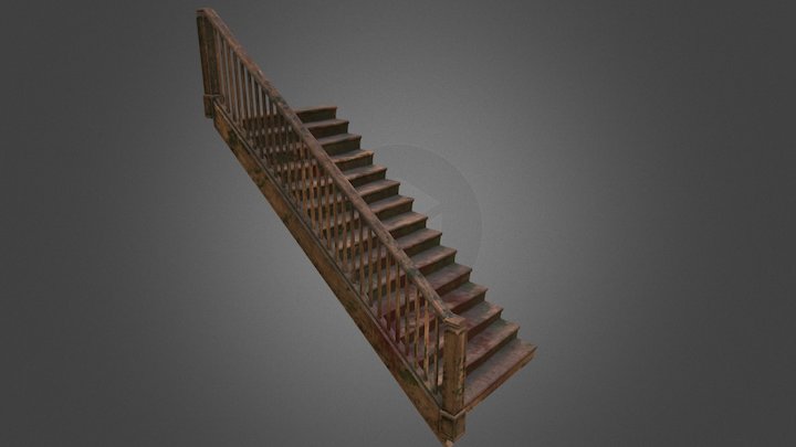 Wooden staircase (old) 3D Model