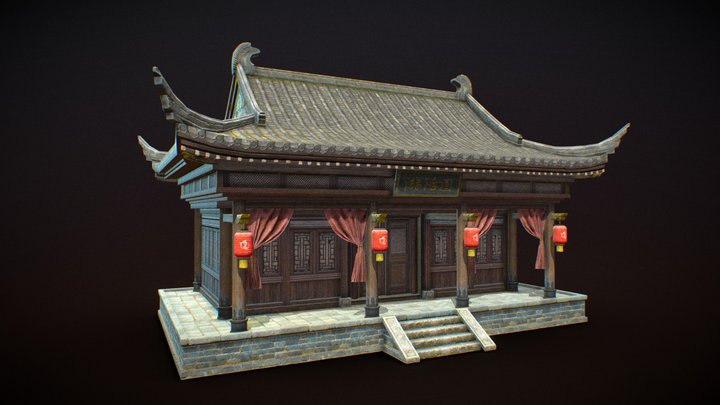 Oriental Classic Architecture 3D Art Piece 3D Model