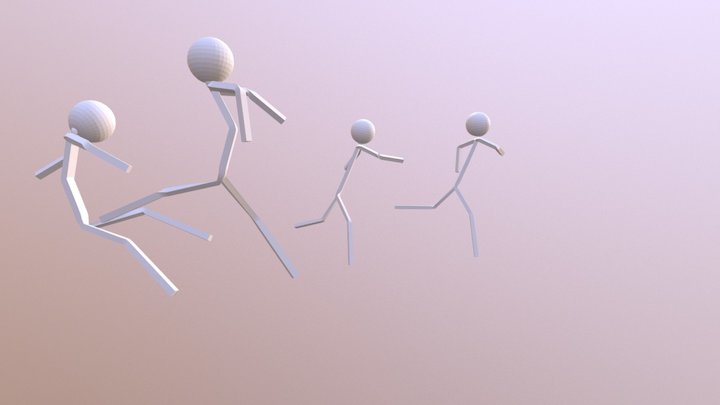 Stick Figure Fight 3D Model