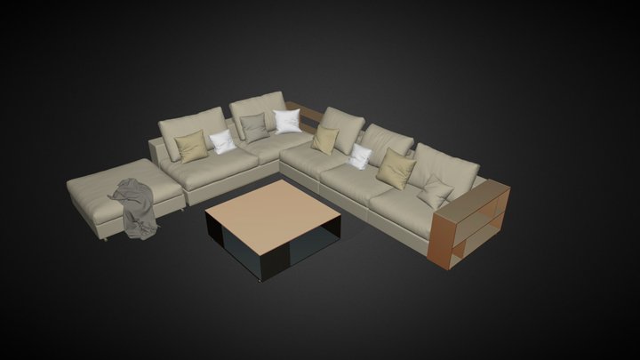 Groundpiece modular sofa by Flexform 3D Model