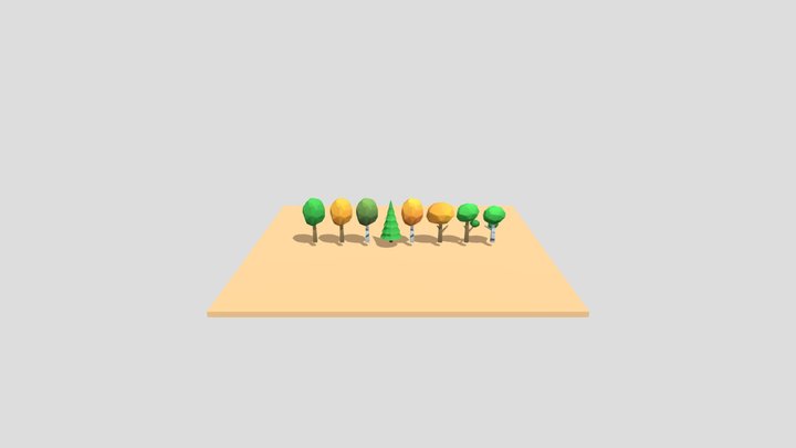 Cartoon City Trees 3D Model