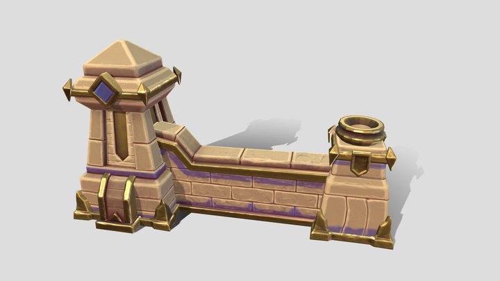 Stylized Temple Wall 3D Model