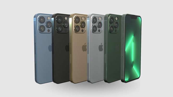 iPhone13 Pro | 5 colors | Baked and Optimized 3D Model