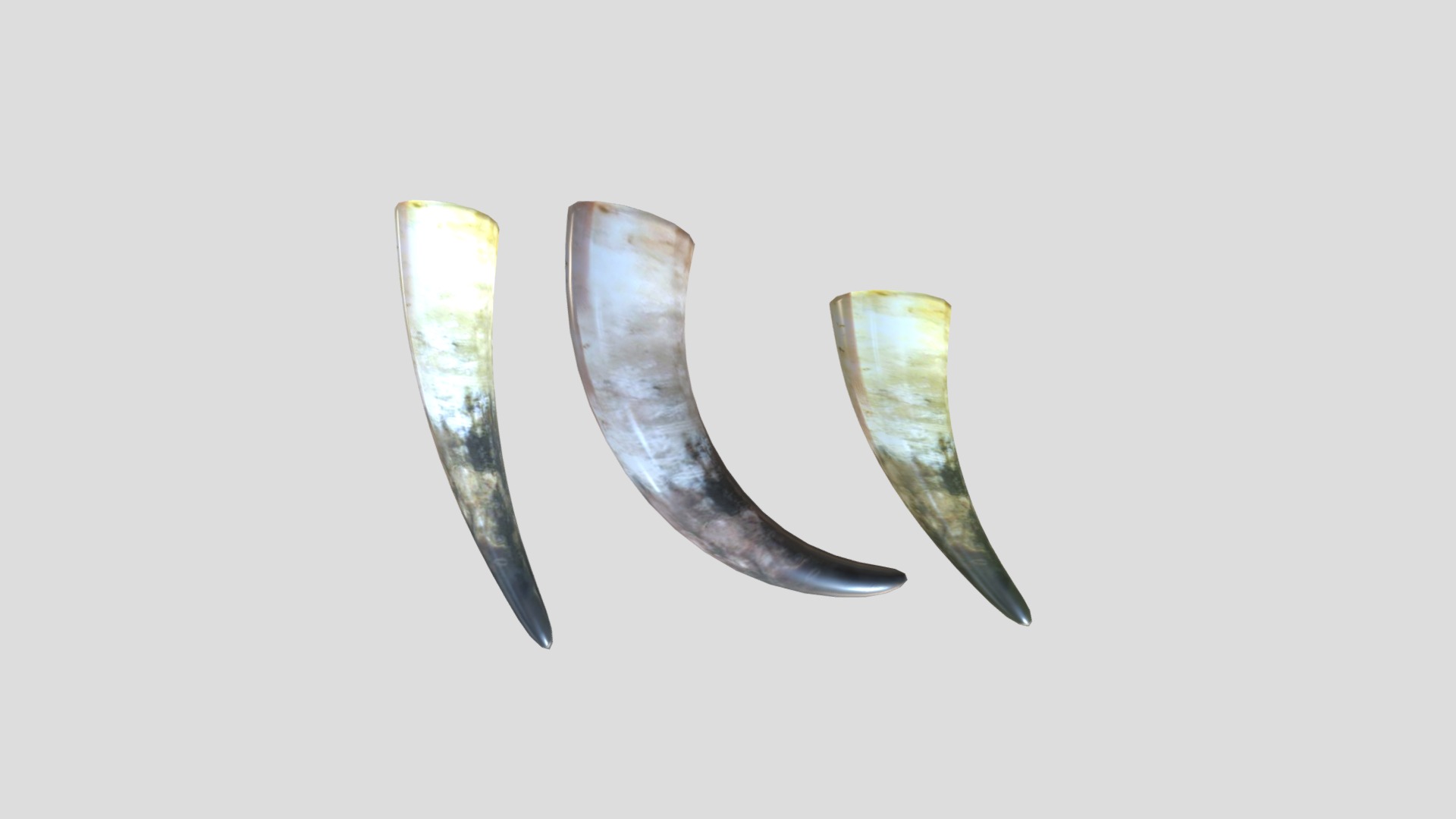 3D model Drinking Horns Pack - This is a 3D model of the Drinking Horns Pack. The 3D model is about a pair of silver spoons.