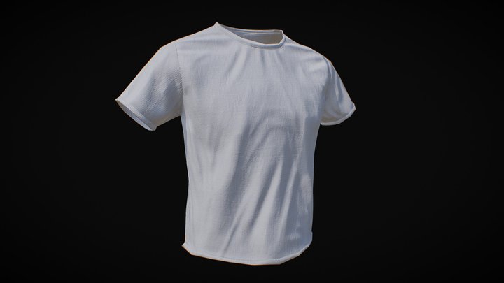 White T-shirt low poly 3D Model