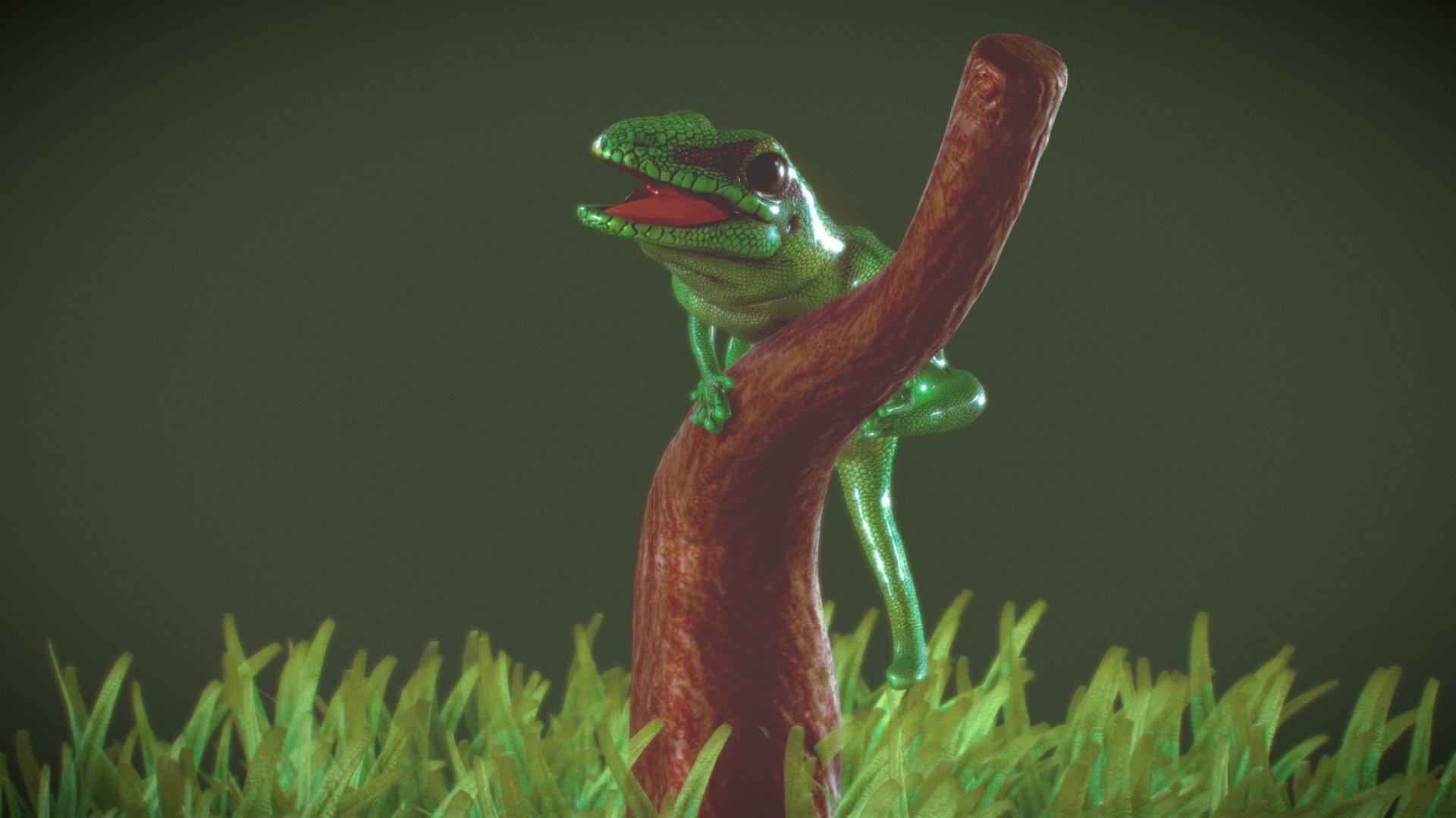 3D model Gecko - This is a 3D model of the Gecko. The 3D model is about a frog on a plant.