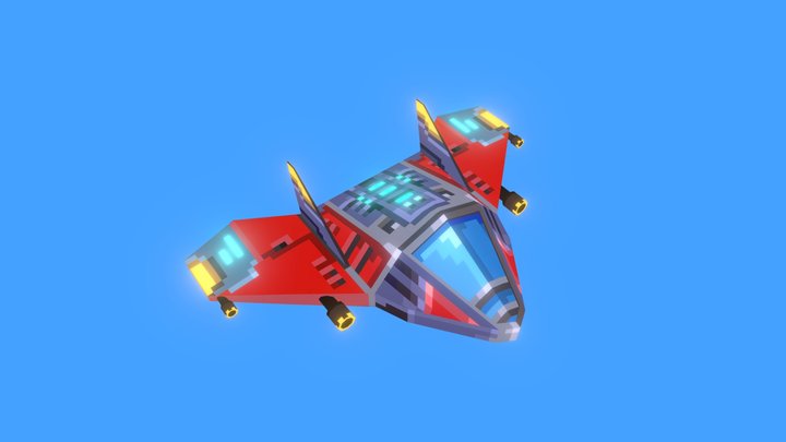 Pixel Space Ship 3D Model