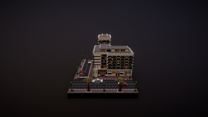 Hotel Oujda - Morocco - Voxel Art 3D Model
