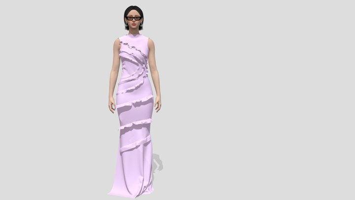Vestido Longo Acrópora 3D Model