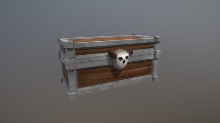 Low Poly Hand Painted Medieval Chest 3D Model