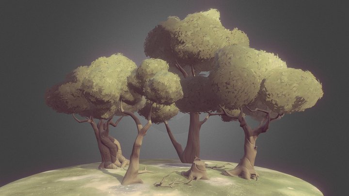 Stylized Trees Pack (Game ready) 3D Model