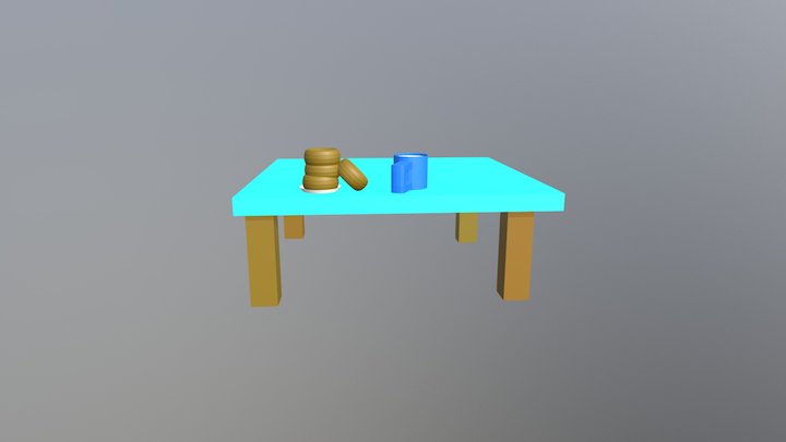 GELAS & PIRING & DONAT 3D Model