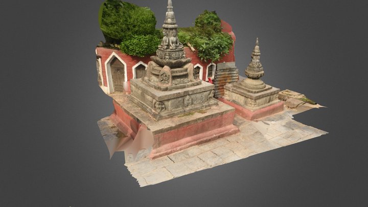 Two Chaityas at Swayambhunath 3D Model