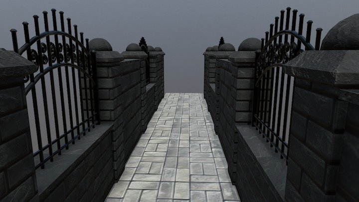 Wall with Gates 3D Model