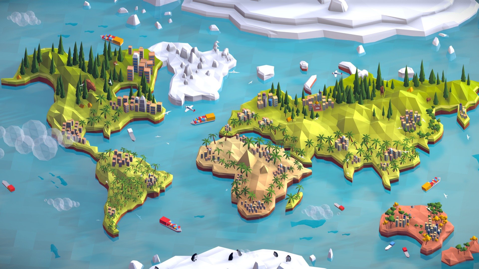 Cartoon Low Poly World Map - Buy Royalty Free 3D model by antonmoek  (@antonmoek) [e87fa1e]