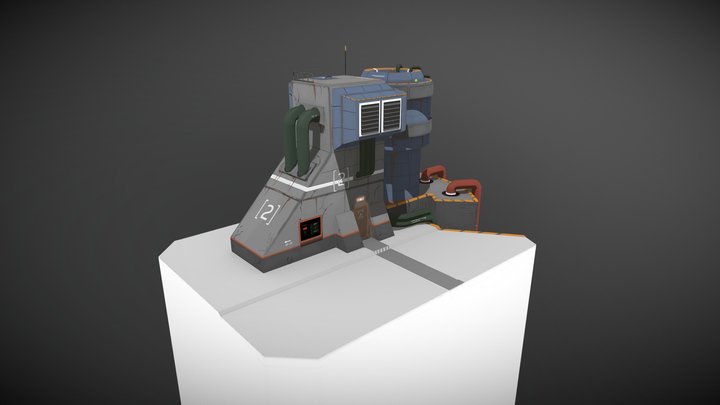 Stylized Scifi Pumping Station 3D Model
