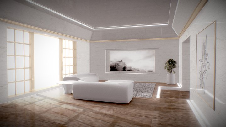 Simple Modern Living Room 3D Model