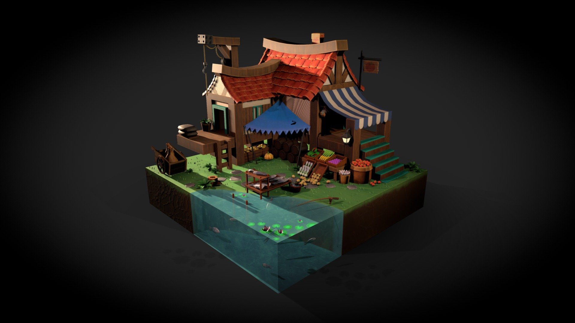 Low Poly Stylized Market Diorama - 3D Model By Karolina Ceremuga ...