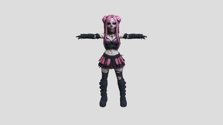 girl Gótica Horror T-pose-textured