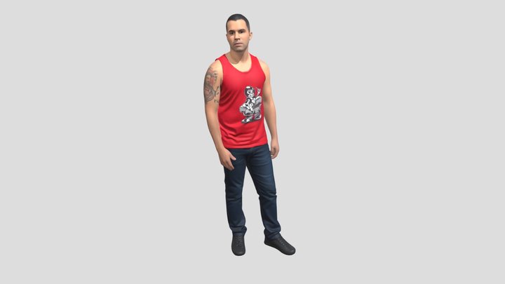 Tattooed Man In A Red Tank Top – Modello 3D gratuito STL
