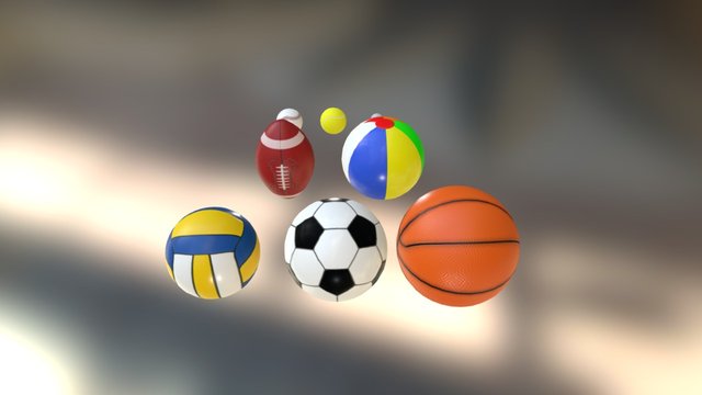 Low Polygon Sport Ball Set 3D Model