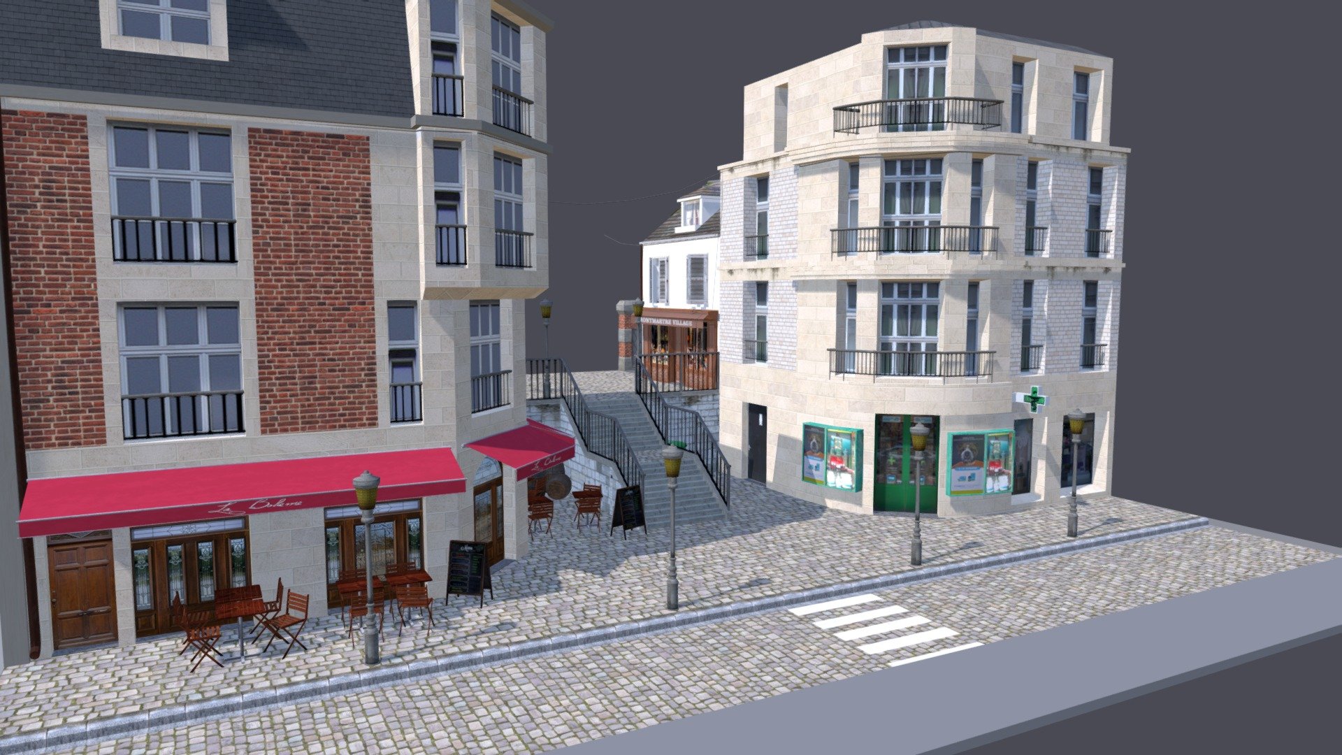 Montmartre city scene - 3D model by NicolasLg [e88a7dc] - Sketchfab