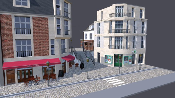 Montmartre city scene 3D Model