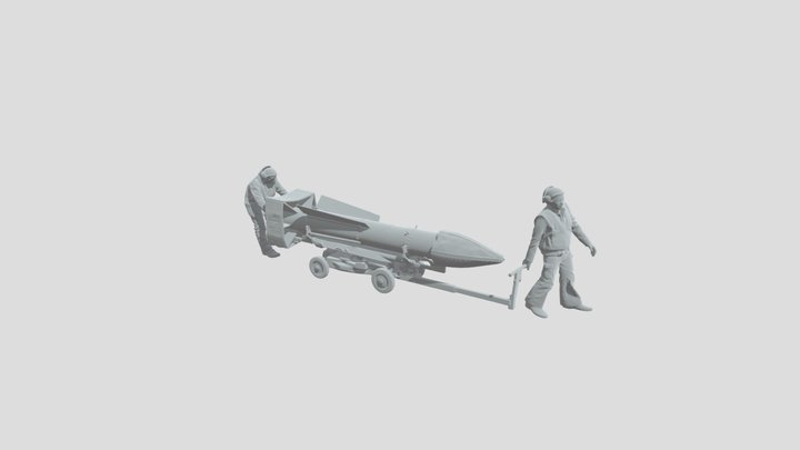 Missile on a Transport Cart with Ground Crew – Free 3D Model STL