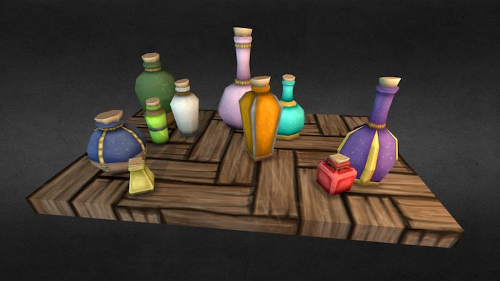Lowpoly potions 3D Model