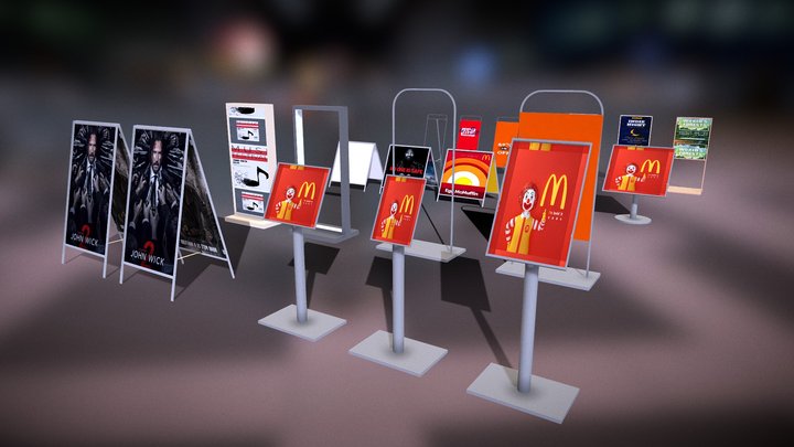 宣传招牌 -Promotional Signage Display 3D Model