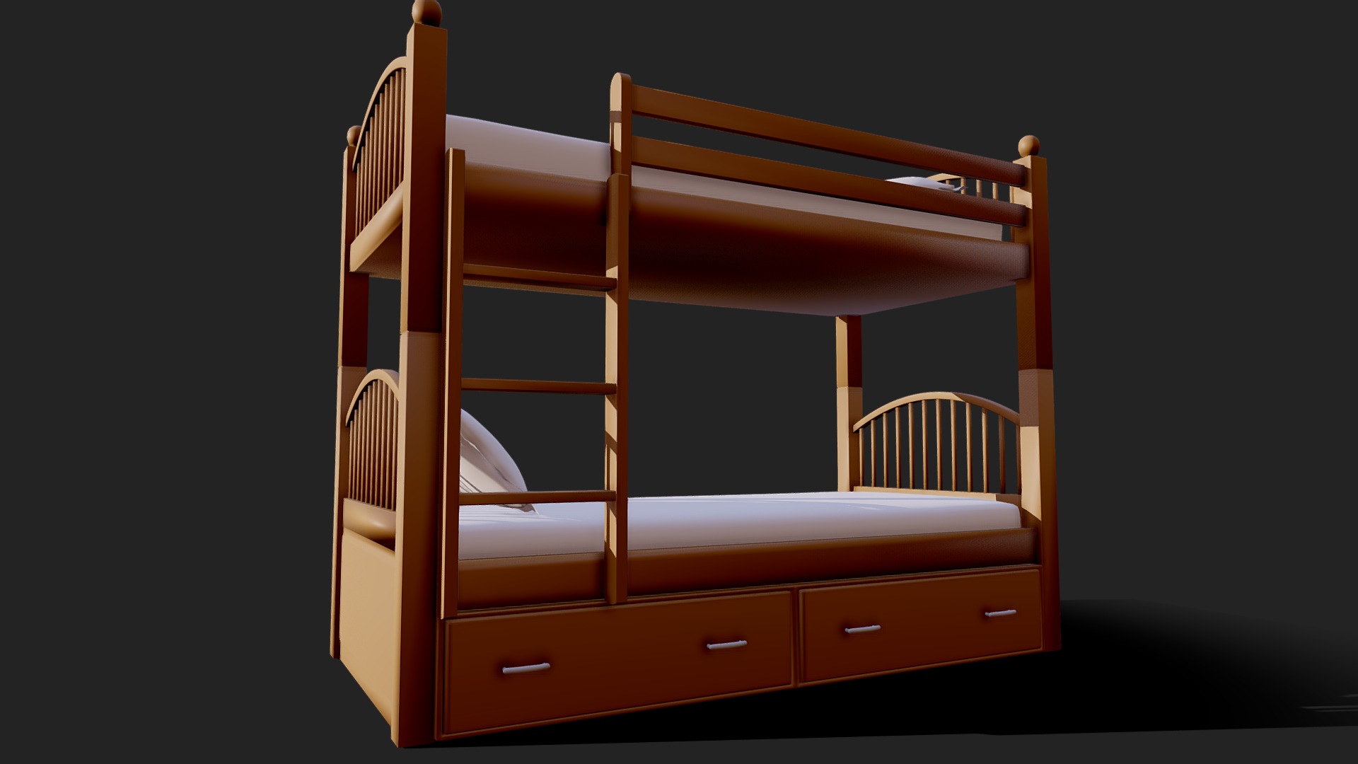 3D model 3D Bed 011 - This is a 3D model of the 3D Bed 011. The 3D model is about a wooden bunk bed.