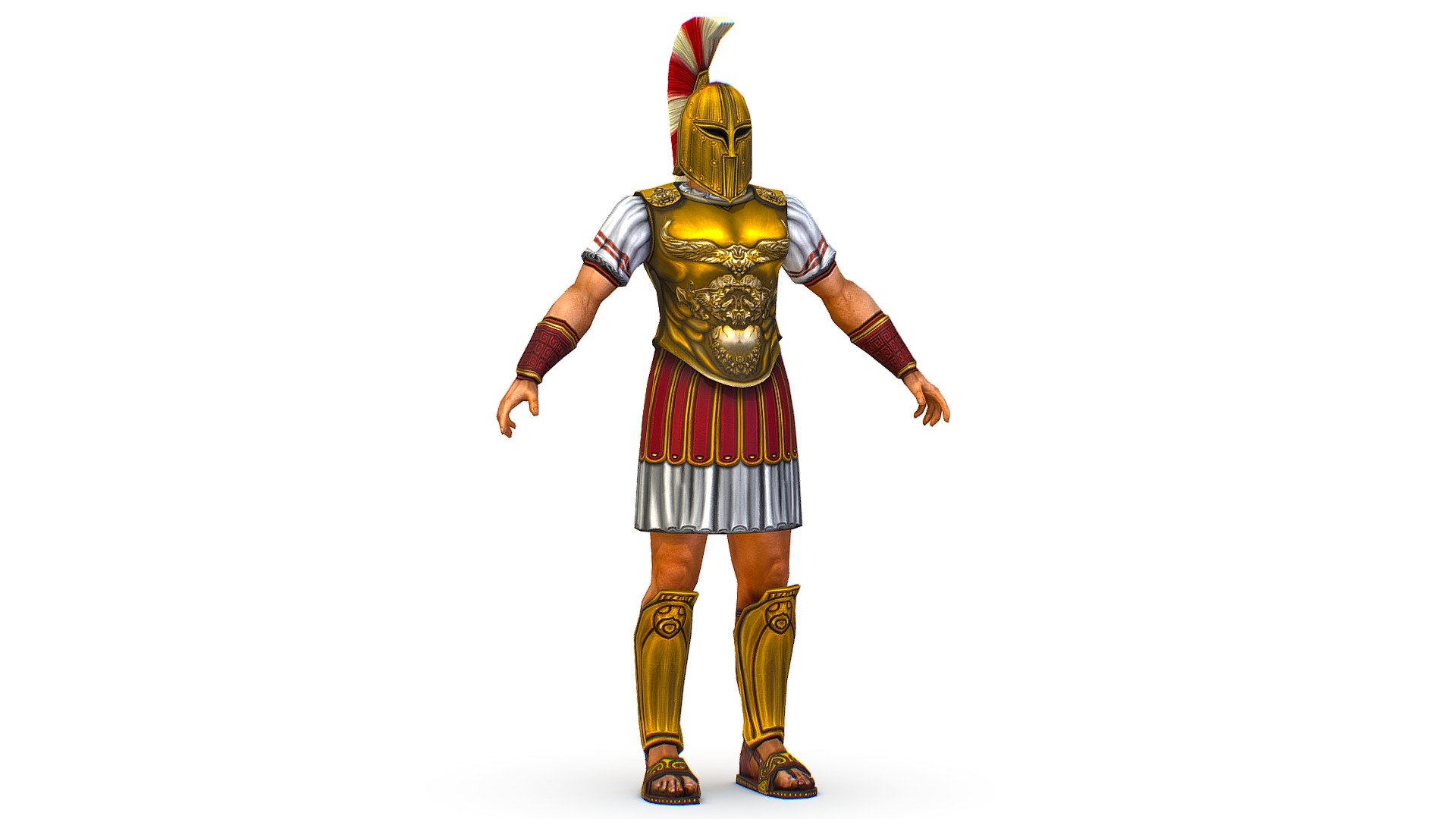 An ancient warrior in gold armor and helmet - Buy Royalty Free 3D model ...