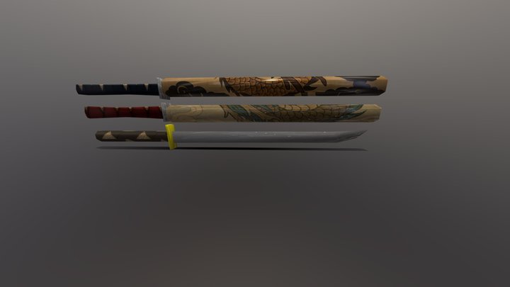 Katana Dragon Customize Set 3D Model