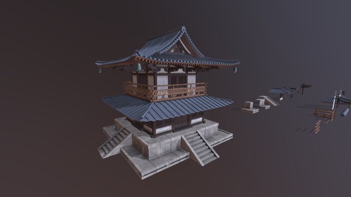 Old Japanese Building 3D Model