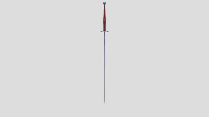 Low-poly iron sword in medieval setting 3D Model