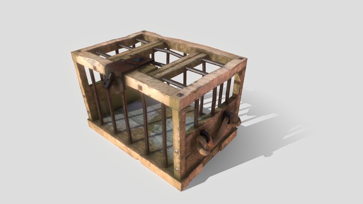 stylized old wooden chest. 3D Model