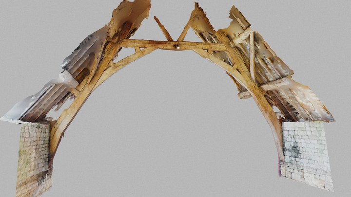 Postlip Tithe Barn - truss with single tiebeam 3D Model