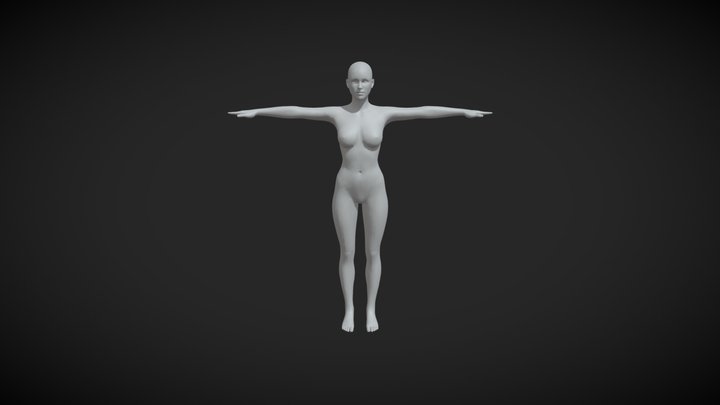 Girl Body Mesh T-Pose 3D Model