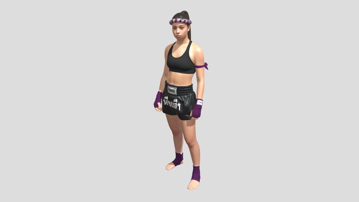 Muay Thai Fighter in Purple Gear – Modelo 3D gratuito STL
