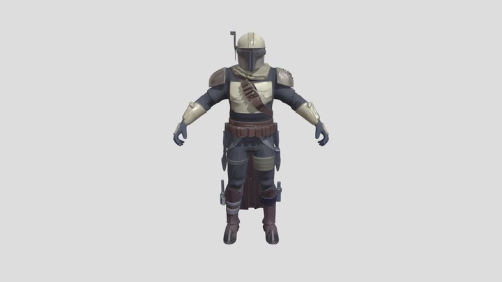Mandalorian armored bounty hunter character 3D Model