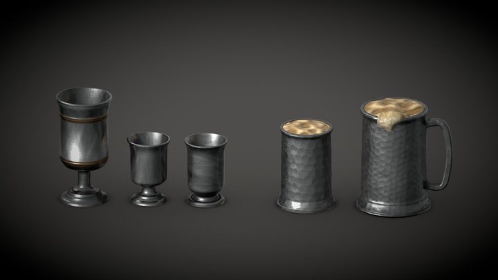 Medieval Cups Hero Prop 3D Model