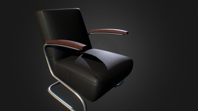 Chair leather black relax 3D Model